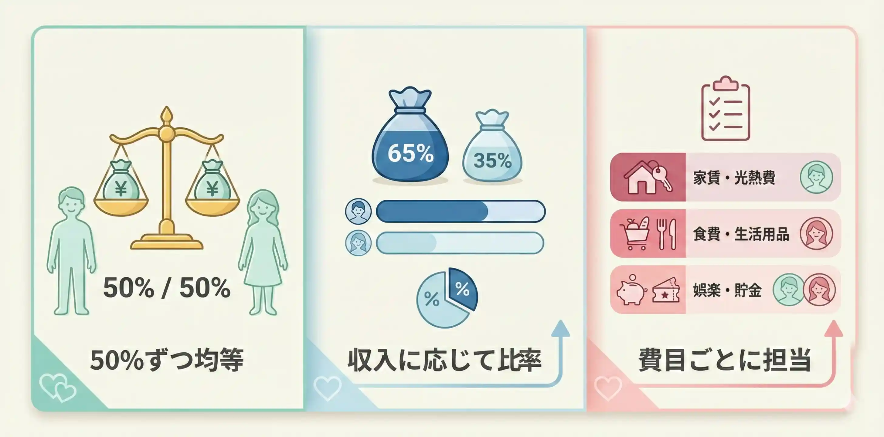 お金の管理と分担方法の比較